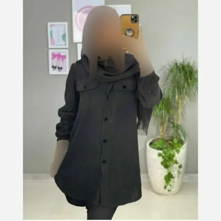 مانتو مخمل کبریتی پاییزه سامیه فری سایز دکمه دار