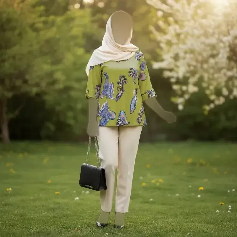 شومیز مانتویی بهاران جنس السا ایتالیایی فری سایز