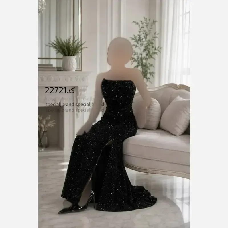 ماکسی مجلسی کارین پولک مخمل کاپ دار چاک دار