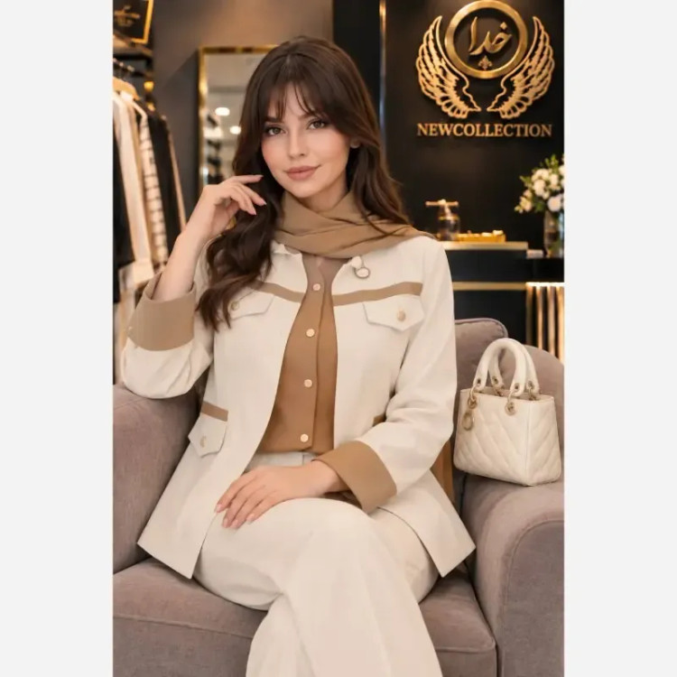 ست 2 تیکه پاییزه مدل دلداده جنس سوپرمازراتی اعلا سایز فری مناسب 38 تا 46 رنگ مشکی قهوه ای نسکافه ای