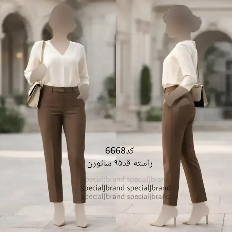 شلوار راسته ساتورن زنانه قد 95 جیبدار مشکی و قهوهای