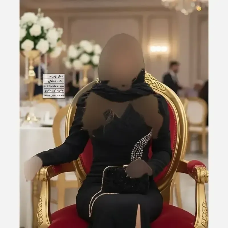 ماکسی مجلسی زنانه مدل مانیسا جنس کرپ دالقیچ نگین دار سایز بزرگ