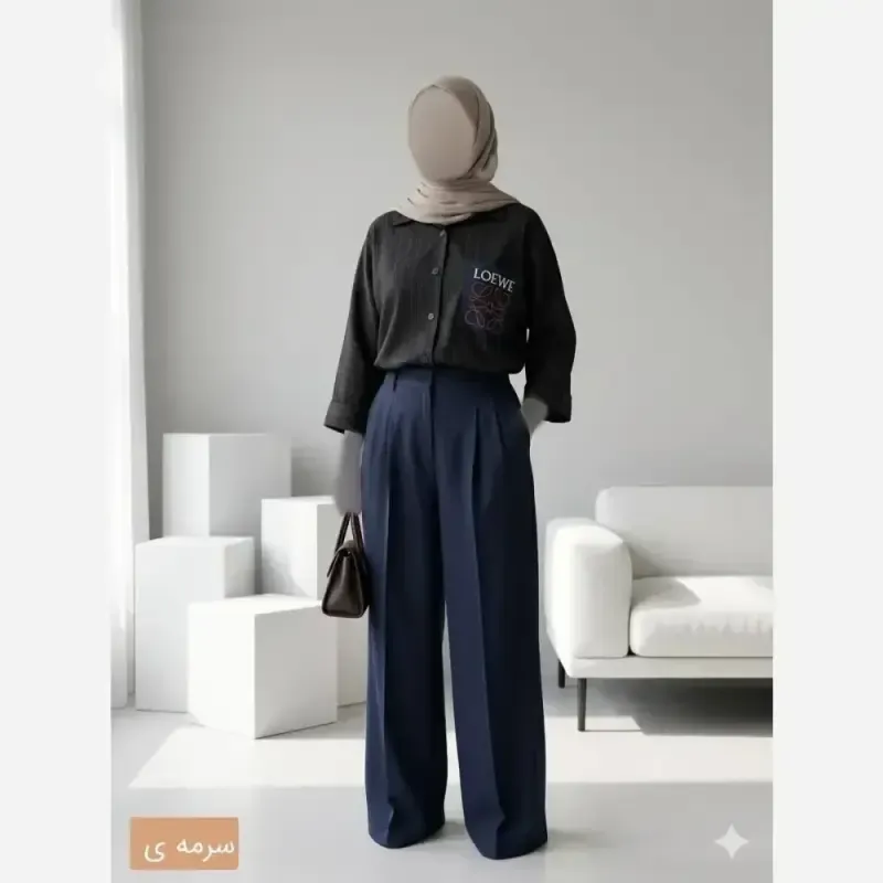 ست شومیز و شلوار لایرا سایز فری سایز 40 تا 50 درجه یک