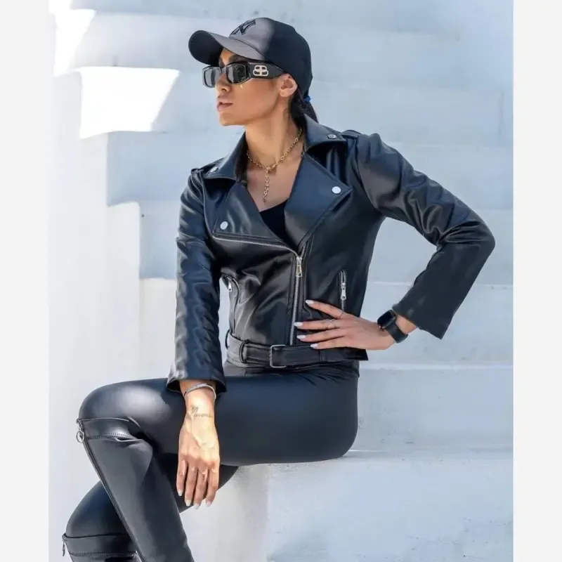 کت چرم زنانه جنس چرم درجه یک فری سایز