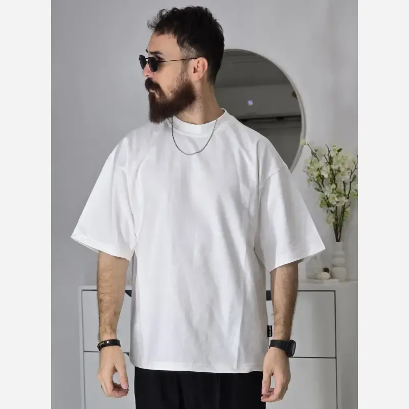 تیشرت باکسی بیسیک پگادور پارچه دورس دو نخ سایز L XL XXL رنگ بندی مداد رنگی