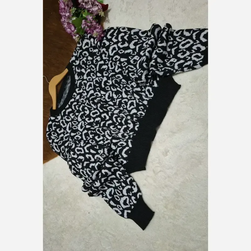 کراپ بافت پلنگی زنانه آکریل درجه یک فری سایز