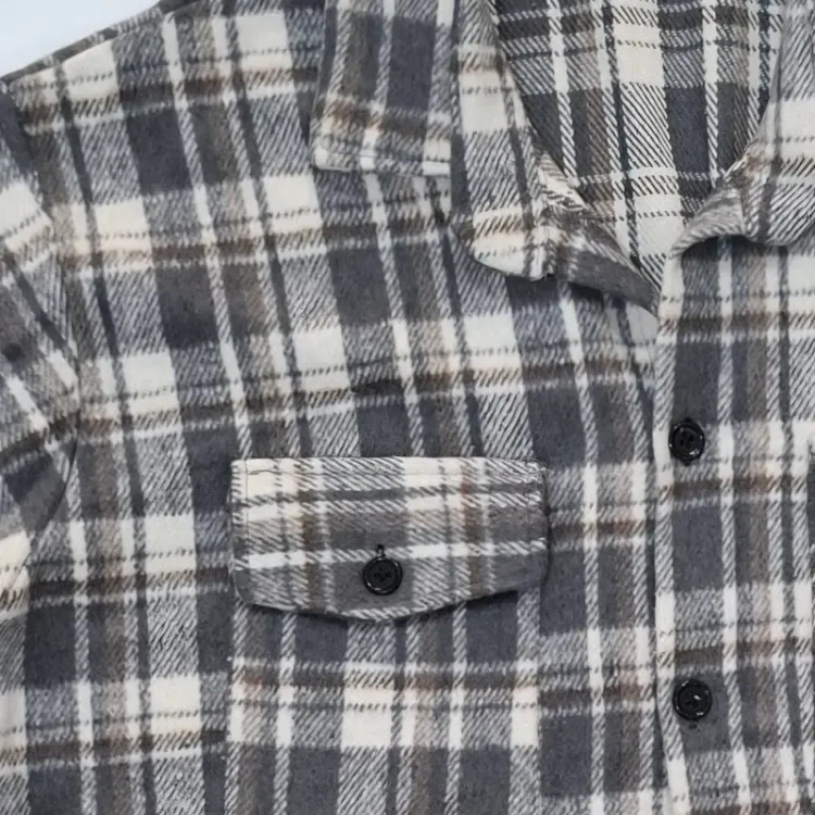 شکت پشمی مردانه چهارخونه پاییزه طوسی سایز 2XL و 3XL