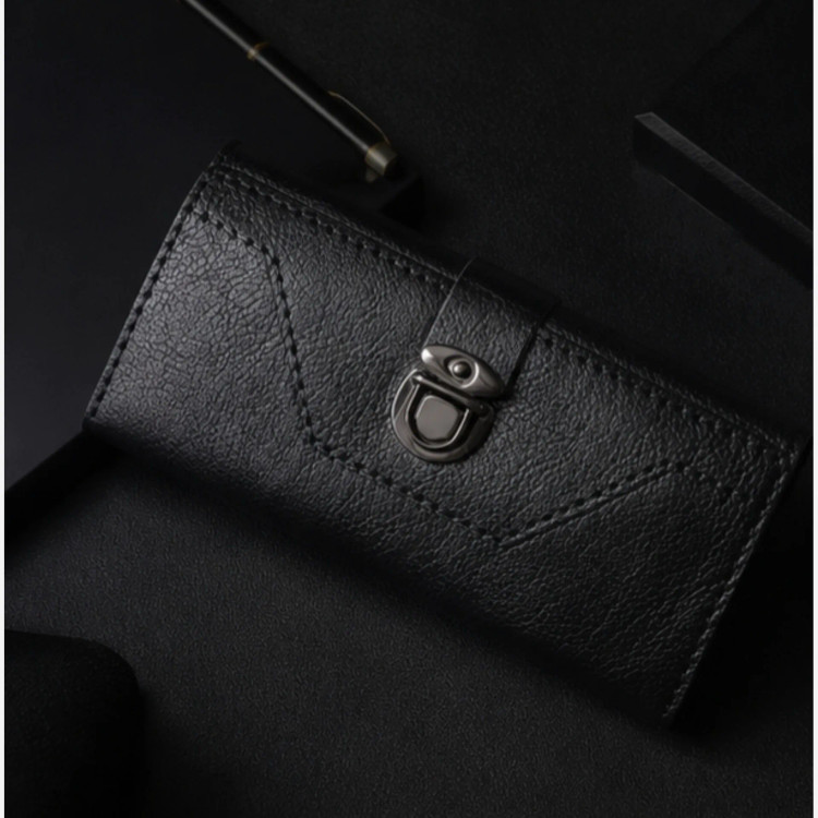 کیف پول موبایل سه لت دست دوز چرم مصنوعی سوگو با قفل ناخنی