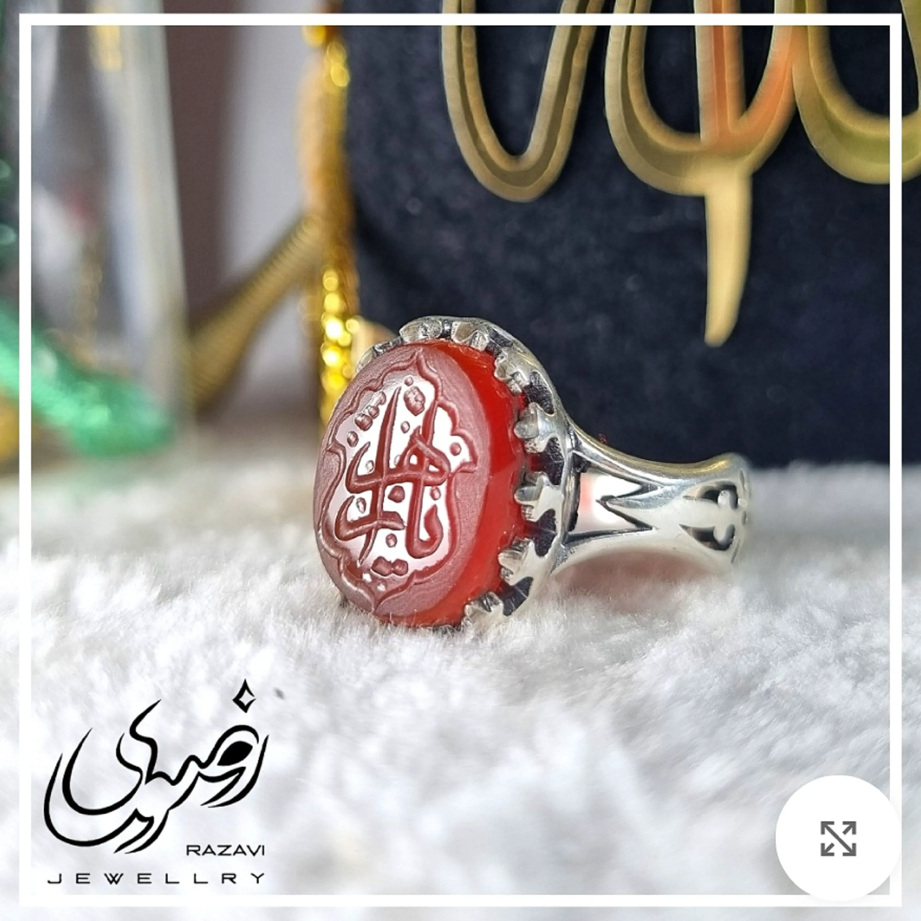 انگشتر نقره زنانه عقیق سرخ حکاکی دست ساز اثر استاد فتح رکاب عیار 925