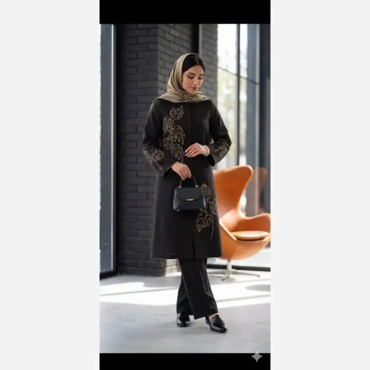 مانتو زنانه شانتون گلدوزی شده مدل نیاز قد 105 سانت