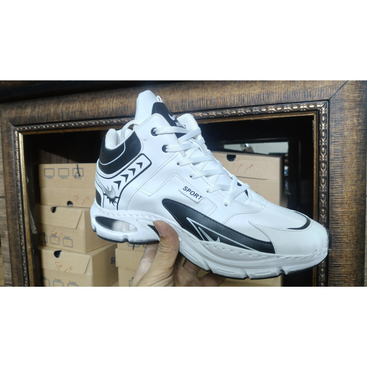 کفش اسپرت مردانه والیبالی بسکتبالی ساق دار سفید مشکی