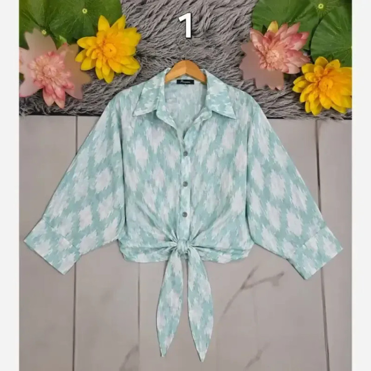 شومیز گره ای جنس الیزه درجه یک مناسب سایز 38 تا 50